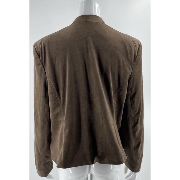 Dalia Open Front Jacket Size XL Chocolate Brown Faux Suede Womens - Picture 3 of 5
